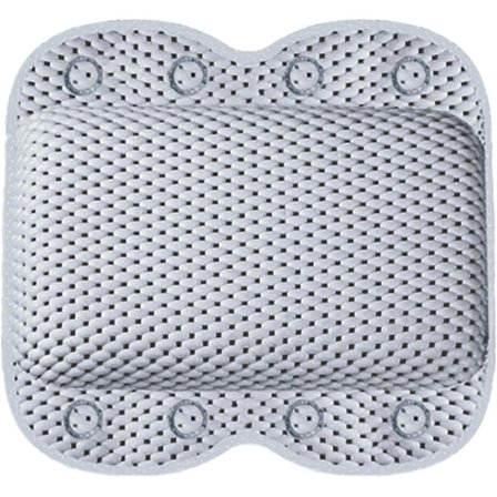 Oppgradert badekarpute med sugekopper - Høy-elastisk PVC-badekarpute for hode-, nakke- og ryggstøtte, Sklisikker myk grå badekar A