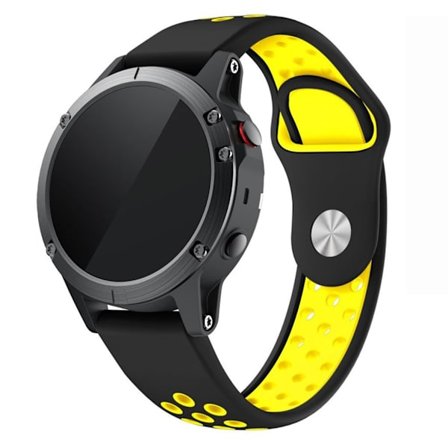 22mm Garmin Forerunner 935 / Quatix 5 / Fenix 5 / Fenix 5 Plus / Approach S60 dubbelfärgat klockarmband i silikon - Svart / Svart