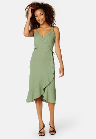 BUBBLEROOM Ruby flounce dress Dusty green Klær