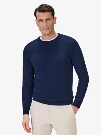 John Henric Men's Blauer Kaschmirpullover Size S