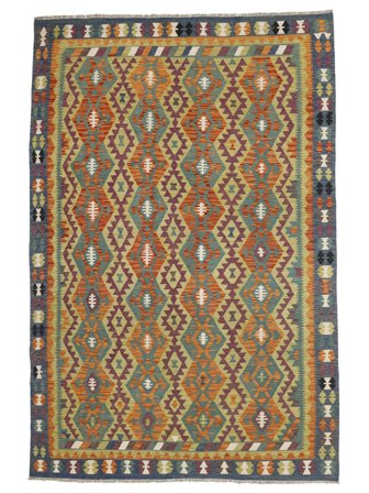 Dywan Kilim Afgan Old Style 207X295 Brunatny/Zielony (Wełna, Afganistan)