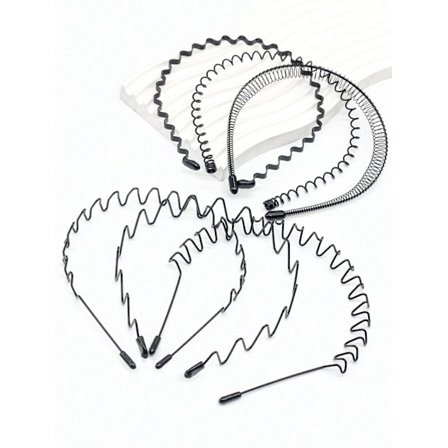 Pakke med 6 svarte hårbøyler i metall