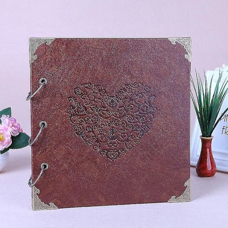 Bryllupsgæstealbum Scrapbog Vintage Syntetisk Læder Personlig Scrapbog Til Graduering Ferie Jul Diy Keepsake Bog