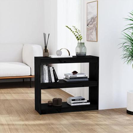 Vidaxl Bokhylla/rumsavdelare Svart 80x30x71,5 Cm Massiv Furu Svart