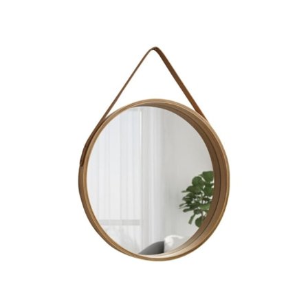 Rundt vægspejl, dybtliggende design til badeværelse, toilet, stue, soveværelse (30 cm, perle)