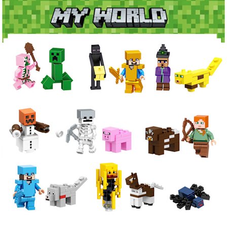 Minecraft byggeklodser minifigur legetøj (16 stk.)