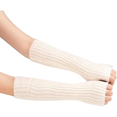 Armvarmere til kvinder, strikkede lange fingerløse handsker vanter vinter håndledsvarmere med tommelfingerhul til damer piger