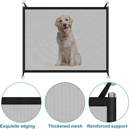 1 stycke svart 110 x 72 cm hundstaket, bärbar, hopfällbar barriär