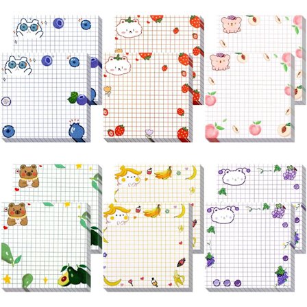 6 Pads Sticky Notes Självhäftande Stationär Frukt Memo Pad