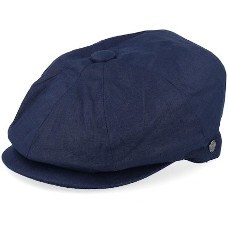 Jaxon & James - Blue - traditionalbeanie - Cap - Linen Newsboy Cap Navy Blue Flat Cap - Hatstore