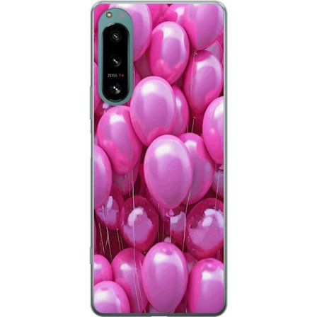 Yhteensopiva Puhelinkuori Sony Sony Xperia 5 IV Ruusunpunaiset ilmapallot kiiltävä juhlava motiivi joka tuo mieleen syntymäpäiväjuhlat rakkauden