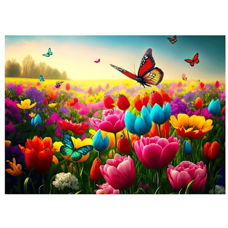 Puslespil-Fly 1000 brikker-Blomster og sommerfugle