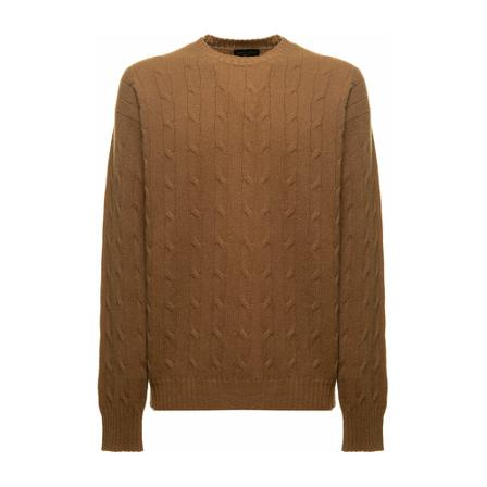 Roberto Collina, Round-neck Knitwear Bruin, Heren, Maat:L