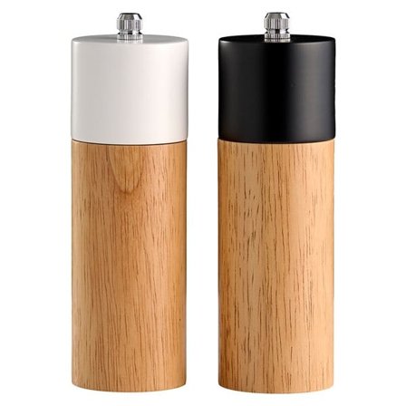 Kryddkvarnar 2-pack i svart och vitt med keramiska kvarnverk