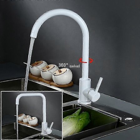 Mat Sort 7 Form Høj Tud Varmt Og Koldt Køkkenarmatur Enkelt Greb Rustfrit Stål Køkkenvask Armatur