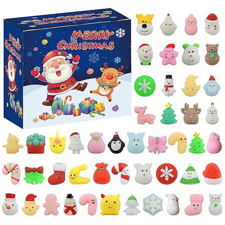 Joulukalenteri 2022, 48 kpl Mochi Squishy -leluja lapsille, 24 päivän joulun odotuslahja lapsille, söpöjä eläimiä stressin lievitykseen tytöille ja 