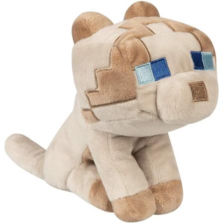 JINX Minecraft Happy Explorer rag doll cat plysj utstoppet leketøy, mykt og behagelig, brunt, 7,8 "høyt"