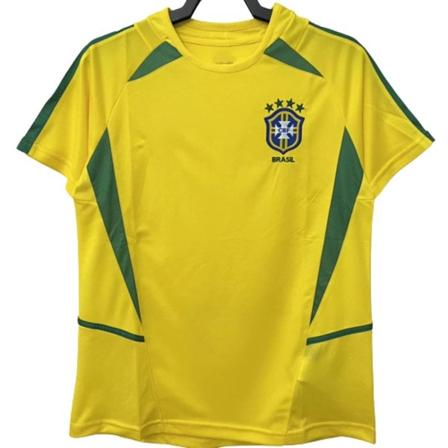 2002 Brasil Hjemme Fotballdrakt Treningsuniform Korthjermet T-skjorte Home XXL