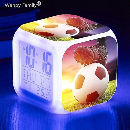 Fotbollsmatch Fotboll Väckarklocka Barnrum Dekorera docka 7 färg Glödande små nattlampor Skrivbordsklockor Presenter till barn