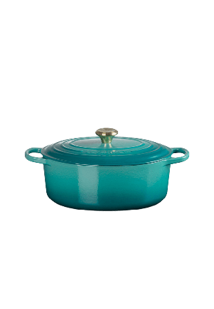 Le Creuset Signature gjutjärn oval gryta 31cm Matte Bleu Riviera Gjutjärnspannor Blå ONESIZE