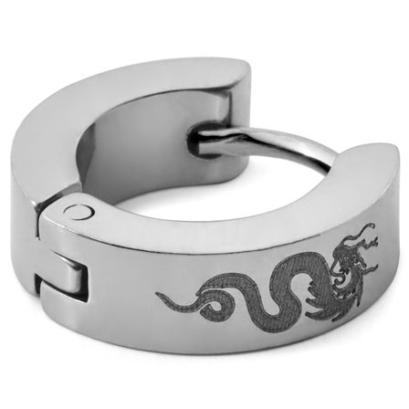 Teräksinen Floyd-korvarengas lohikäärmeellä for Men