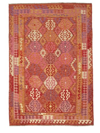 Tejida A Mano Kilim Afghan Old Style Alfombra 205X293 De Lana