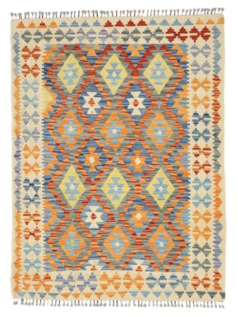 Hand Woven Kilim Afghan Old Style Rug 149X201 Wool Brown/Orange Small