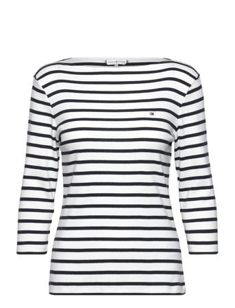 Slim Cody Rib Stp B-Nk 3/4Slv T-shirts & Tops Long-sleeved Hvit Tommy Hilfiger*Betinget Tilbud