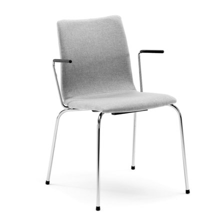 Conference chair OTTAWA, armrests, silver grey fabric, chrome