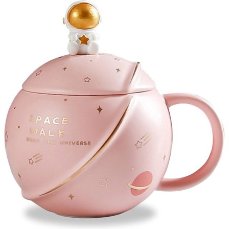 Keramiska Kaffekoppar, Söta för Frukost, Cappuccino-kopp med Lock och Sked, Personlig Fars Dag, för Te och Mjölk, Originella Presenter till Vänner