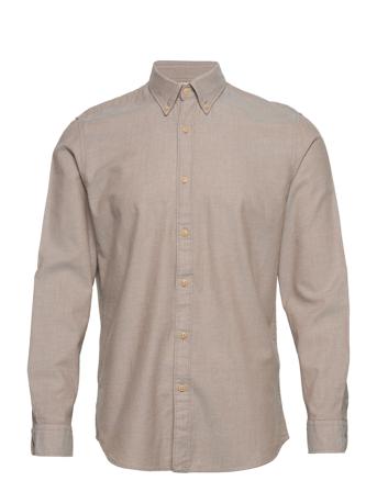 Slhslimflannel Shirt Ls Skjorta Casual Beige Selected Homme