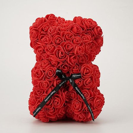 Valentinsdagspresent 25cm Ros Teddybjörn Från Blommor Björnen Med Blommor Röd Rosbjörn