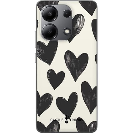 Kompatibel Mobilcover til Xiaomi Xiaomi Redmi Note 13 4G Cactus and Friends - Bold Black Love Pattern