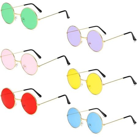 Par Hippie Vintage Runda Glasögon, Hippie Glasögon, Retro Runda Solglasögon, Festsolglasögon, Runda Cirkel Solglasögon