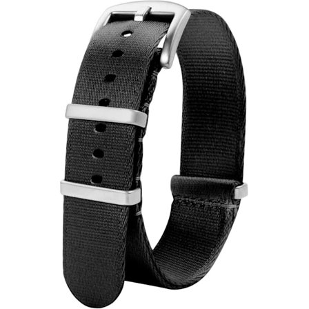 Urrem i nylon - Blød urrem til mænd og kvinder - Udskiftning af sejldug smart urarmbånd med spænde - 20 mm.sort