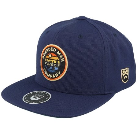 Bearded Man - Blå snapback Caps - Vibrant Sunset Patch Navy Blue Snapback @ Hatstore