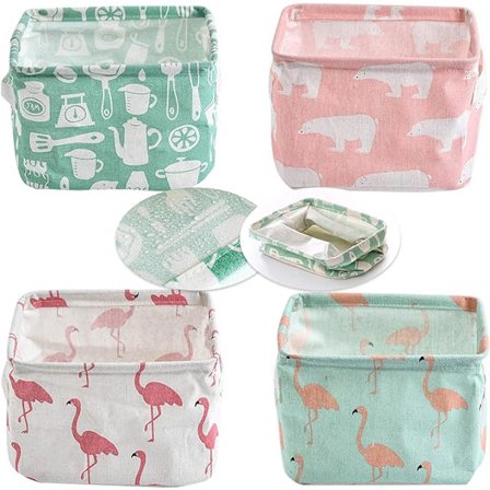 4 kpl Säilytyskoreja, Pieni Käytännöllinen Taittuva Säilytyslaatikko Pellava Kangas Laatikko Työpöydän Säilytyskori, Kangas Säilytys