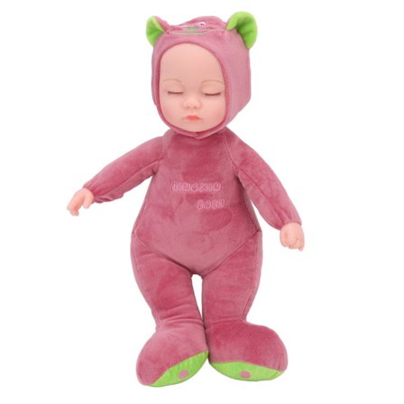 35 cm plysj vinyl dukke for barn batteridrevet søt PVC elektrisk leketøy med lys og musikk for barnehage