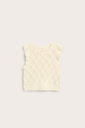 Newbie | Mønsterstrikket vest | Lys beige