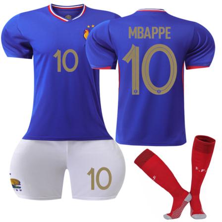 2024 UEFA EM 2024 Frankrike Hjemme fotballdrakt sett nr 10 Mbappé 8-9 år yz 8-9years