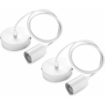 Metallista riippuvalaisin, E27-kanta kaapelilla, 100 cm ripustusköysi, riippuvalaisin, ihanteellinen kattovalaisimeen, valkoinen?