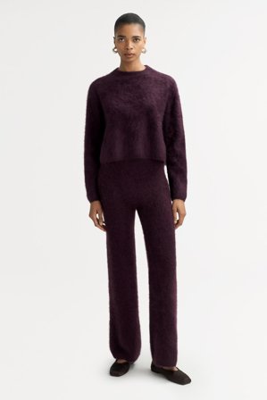 Soft Goat - Brushed crewneck - Women cashmere sweater - L - Midnight Plum