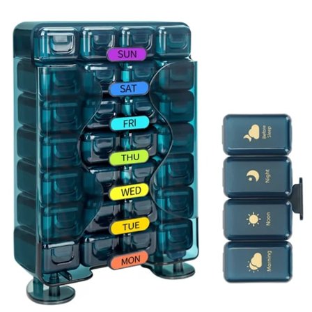 Pilledispenser Portable 28 fack & påminnelsefunktion