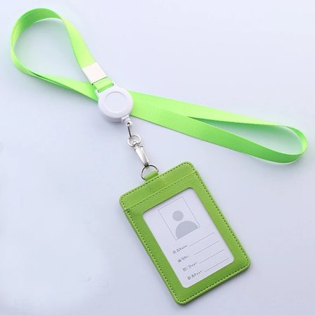 Infällbara nyckelband ID-bricka Hållare Läder Bank Bus Pass Case Cover Män Dam Bank Kreditkortshållare Rem Korthållare