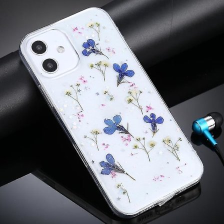For Iphone 12 Mini Gypsophila Blomster Mønster Tpu Beskyttelsesdeksel (blå)