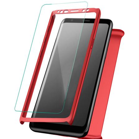 Hårt Skal + Glas För Samsung Galaxy S10 Lite Framsida-baksida Hå Röd