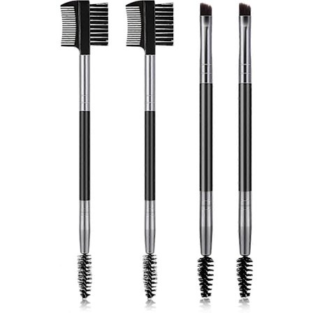 Øjenbryn børste og øjenbryn kam sæt 4 stk dobbelt hoved øjenbryn børste professionel øjenvippe separator vinklet øjenbryn børste plejeværktøj