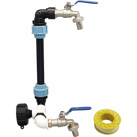 IBC Svanhals Tankkran IBC Regnvattentank Anslutningssats S60×6 Dubbel 3/4 Ventil för IBC Tank och Regnvattentank Anslutning (IBC S606)