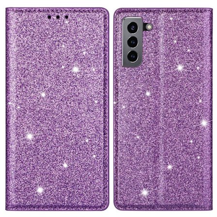Glitter Pung Etui Samsung Galaxy S22 Lilla