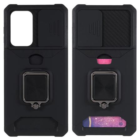 SKALO Samsung A33 5G Armor Card Holder Camera Slider Suojakuori Black